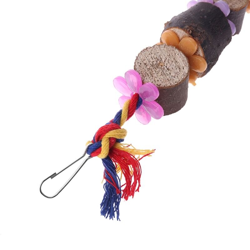 Juguetes coloridos aves loro flor mordedura de Madera Juguetes con cascabel Molar ejercicio mascota juguete LX9C