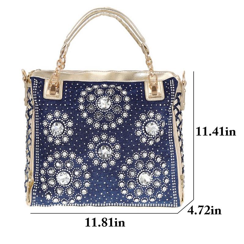 Bageek Womens Handbag Casual Weave Rhinestone Top Handle Bag Crossbody Shoulder Bag For Women Ladies
