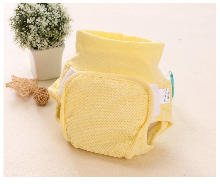 Bragas de malla transpirable para bebé, pañales de entrenamiento de cintura alta, prevención de fugas, cuidado de pañales de 5-12Kg: YELLOW / S(3-6KG)