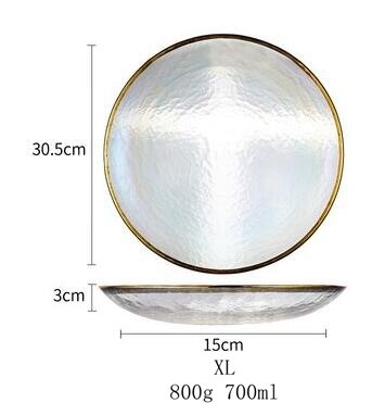 Assiette de luxe en verre arc-en-ciel, vaisselle, service de table, bol à salade, bols à fruits, stockage des aliments, vaisselle de cuisine, fête de mariage: G