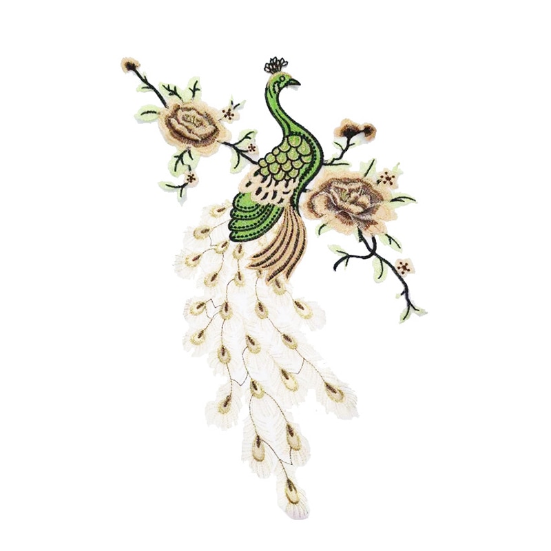 Pfau Patch NäHenne auf Kleidung Stickerei Applikationen Blumen DIY NäHenne Kleidung Flecken Großen Aufkleber Stickerei Blume Ich bin Knopfloch