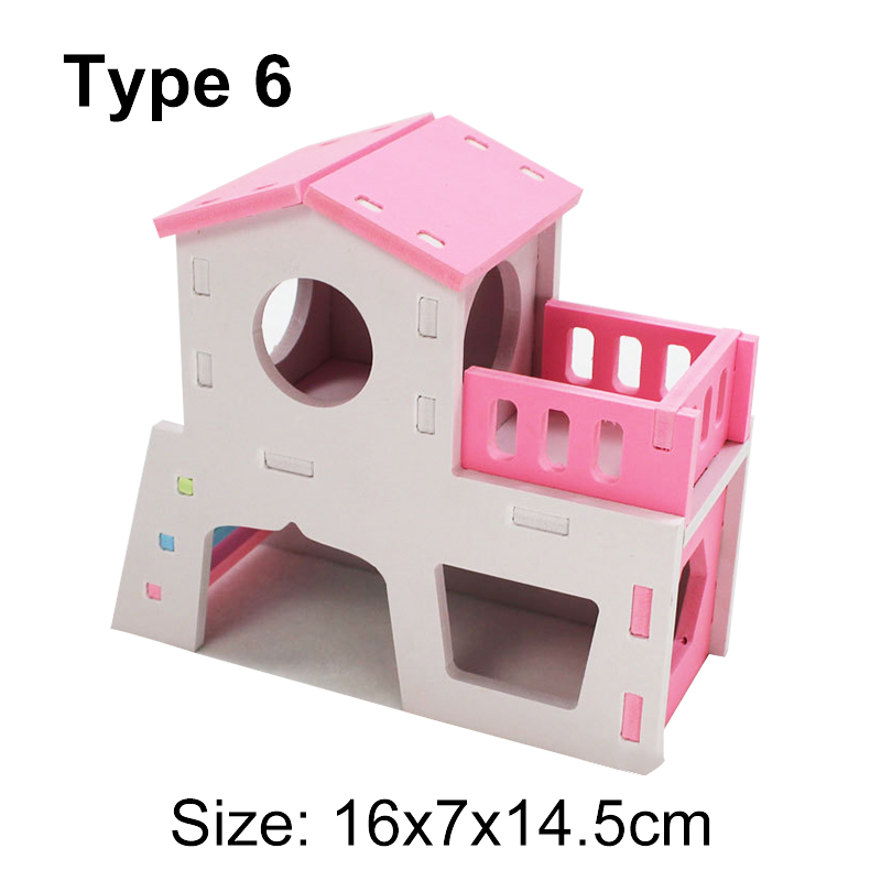 Mini cama de madera para casa de hámster, escalera de Chinchillas, nido de conejillo de indias para mascotas pequeñas, juguetes de jaula para mascotas pequeñas: 6