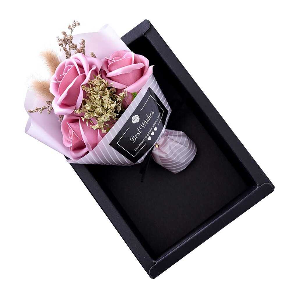 Flower Soap Rose Valentine's Day Diy Soap Flower Rose Box Bouquet Wedding Home Festival Soap Flower For Girlfriend Birthday: Rose Red