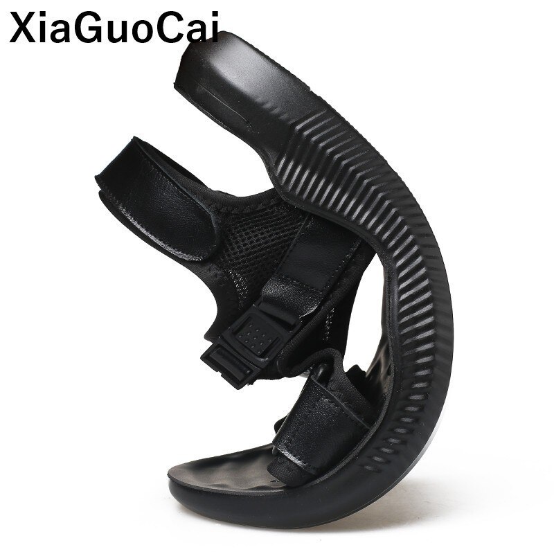 Summer Men Sandals Mesh Beach Shoes Breathable Soft Casual Male Flats Buckle Strap Leisure Footwear