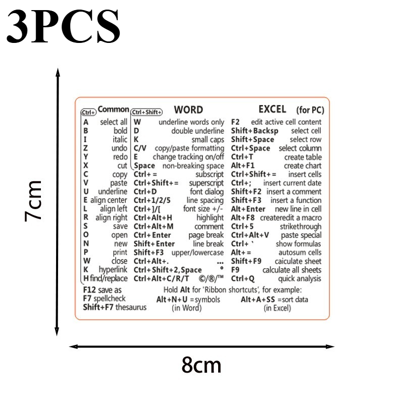 3pcs Windows PC Laptop Keyboard Reference Shortcut Stickers Laptop Skins Office Accessories: green