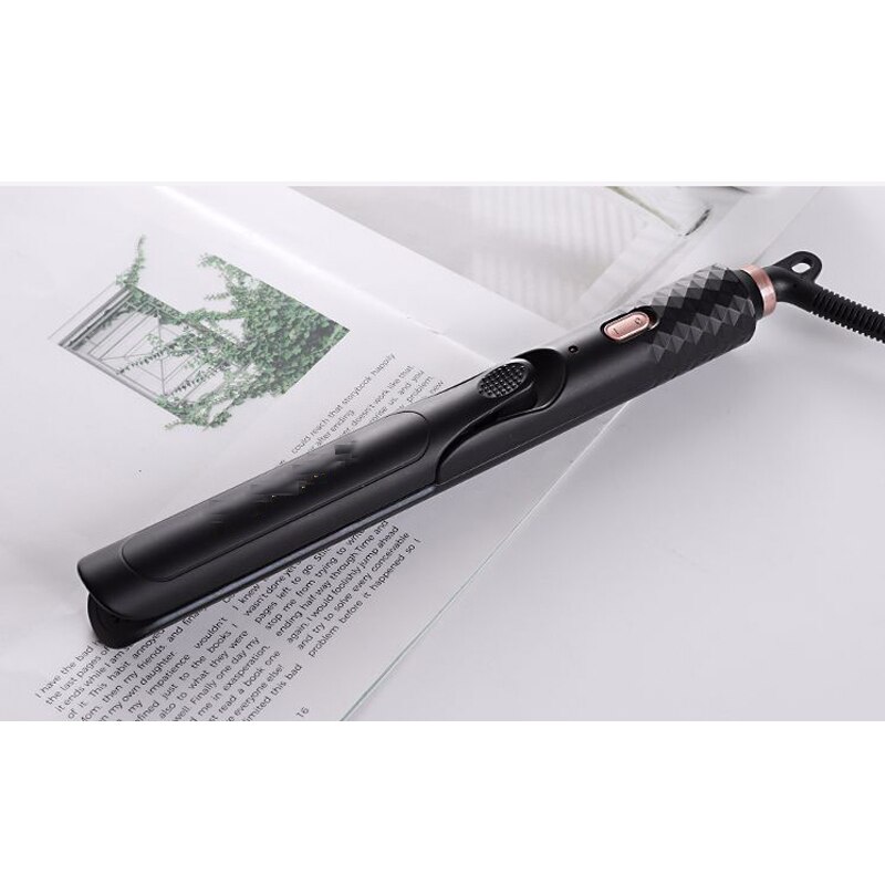 2 in 1 Hair Straightener Flat Iron Pro Ceramic Hair Curler Marcel Curling Irons Stove Large Wand Mini Style Tool Roller Magic: black / UK