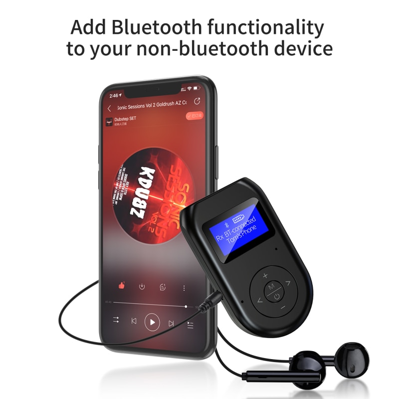 Transmitter LCD Display Bluetooth Adapter 2 In 1 Transmitter Receiver Headphone Wireless Stereo Speakers Adapter With AUX