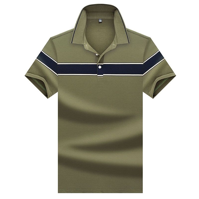 Man Tops & Tees Mannen Polo Shirts Business Mannen Merken Turn-Down Kraag Mens Polo Shirt Casual streep Polo T-shirt A8037