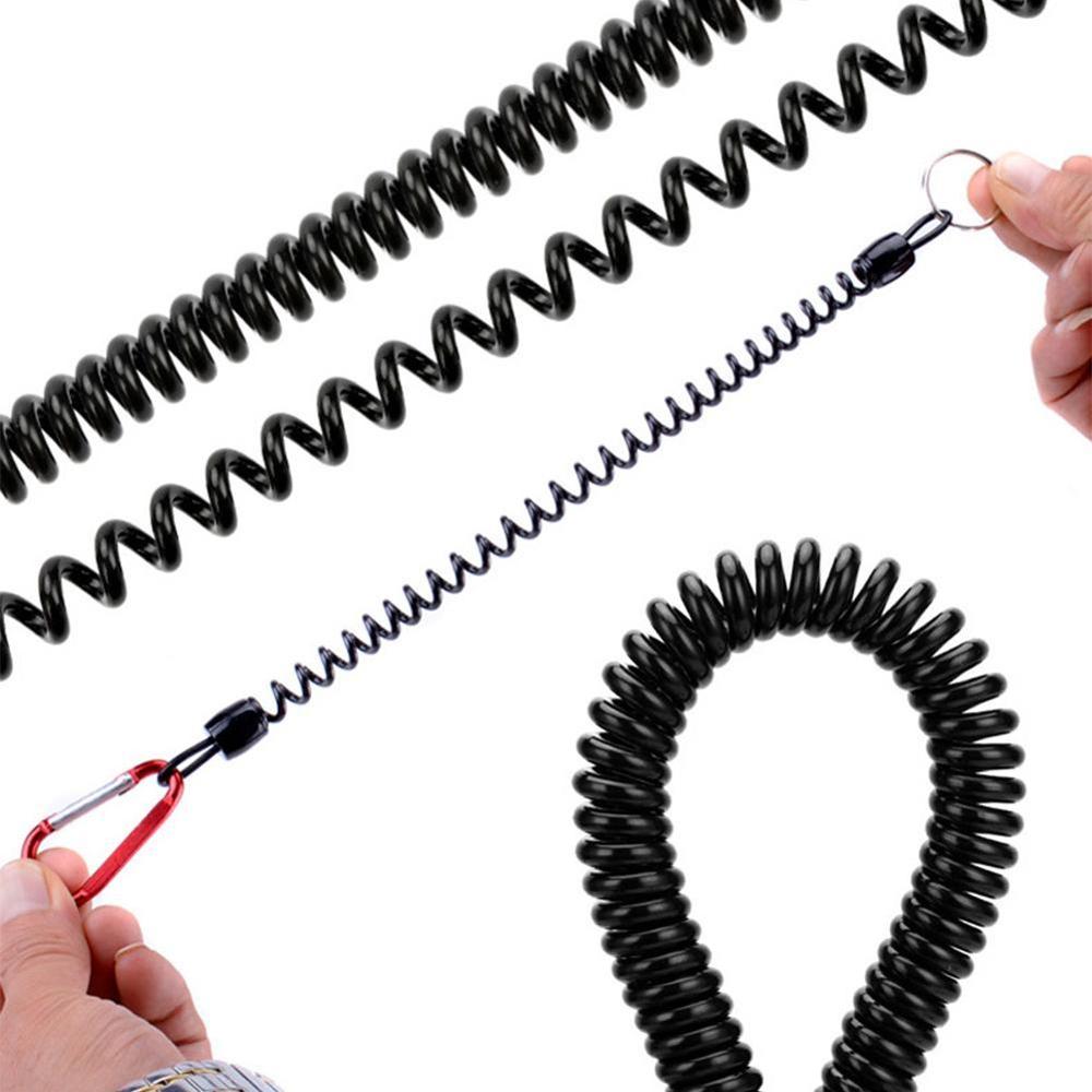 Coiled Fishing Lanyards Boating Ropes Retention String Rope Carabiner Secure Lock Accessories Fishing Camping Fishing E3S9
