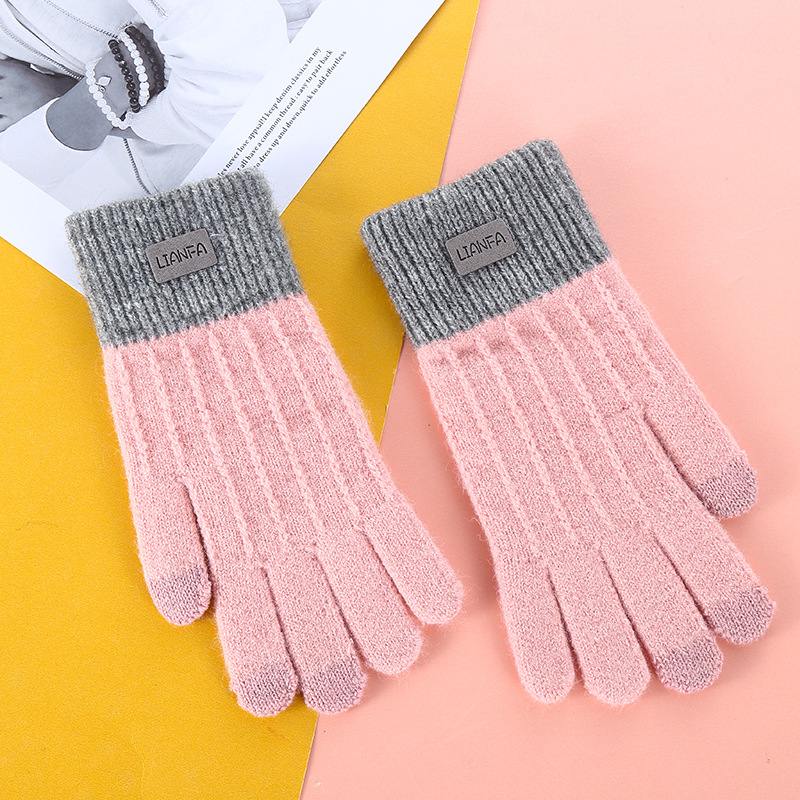 Wecute Vrouwen Herfst En Winter Warm Handschoenen Touch Screen Handschoenen Plus Fluwelen Imiteren Alpaca Outdoor Riding Winddicht Zachte: Roze