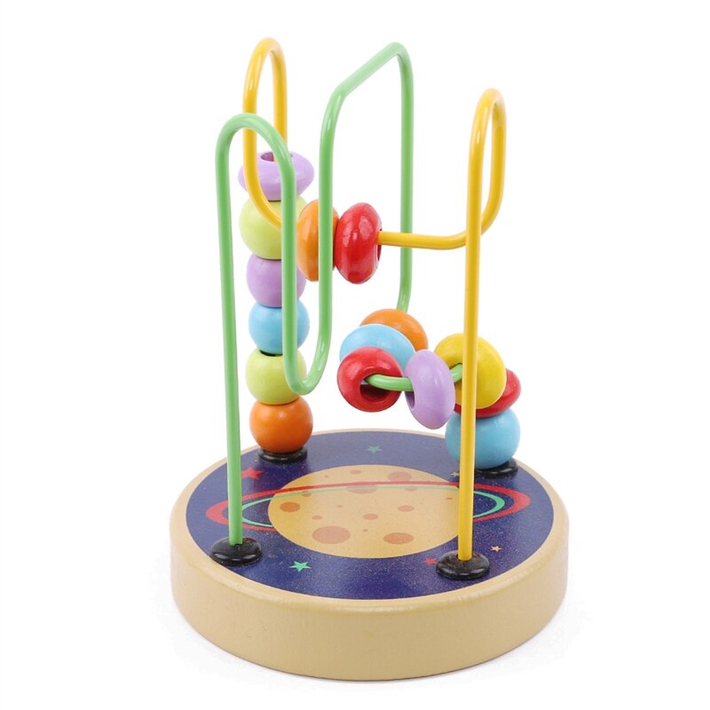 Houten Leuke Cartoon Dier Kind Puzzel Speelgoed Kinderen Kleurrijke Rond Kralen Doolhof Achtbaan Play Game Baby Educatief: Moon