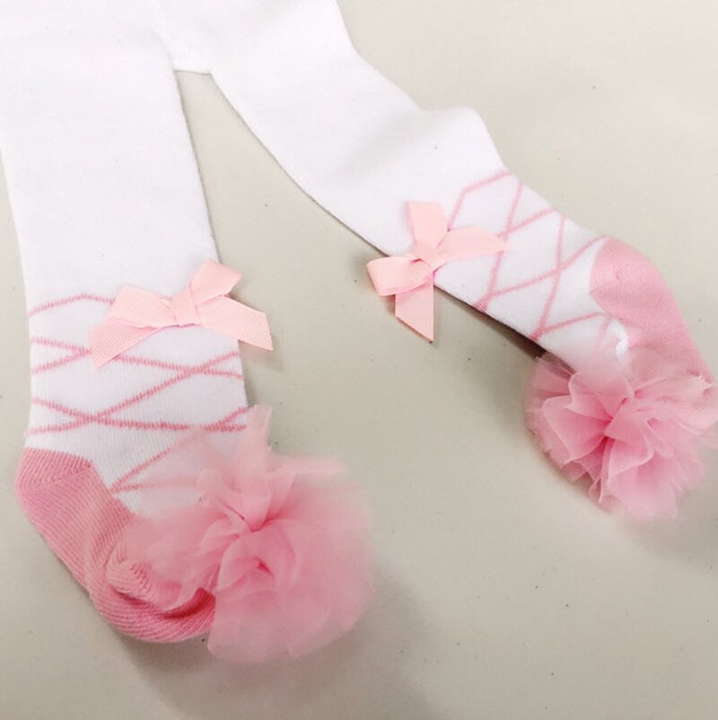 Bebé niñas medias Ballet estilo arco encaje baile medias de niño lindo Panthose blanco niños ropa Otoño Invierno 0-24M GL56