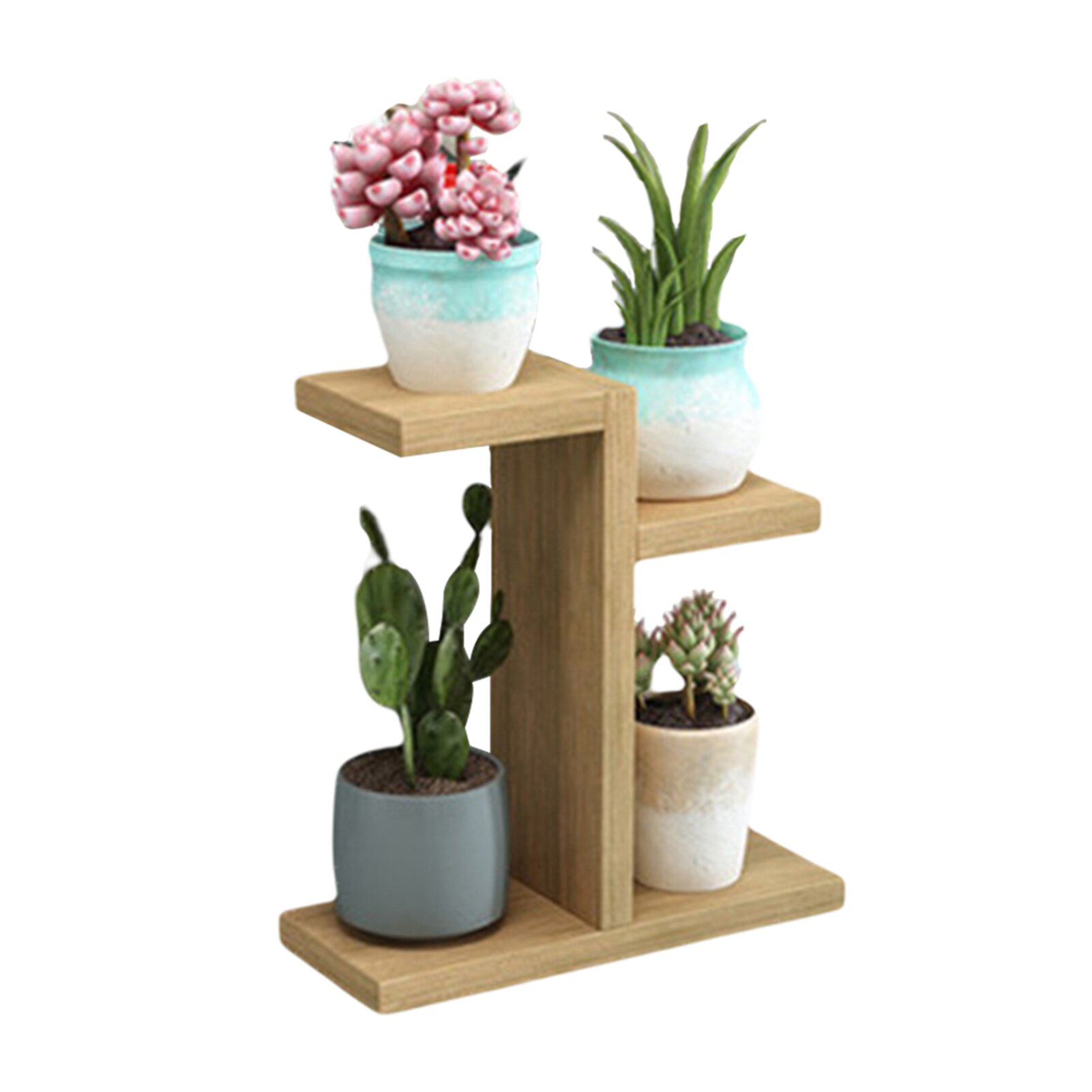 Décoration d'intérieur porte-fleurs debout libre bureau balcon moderne jardin Multi couches bois plante Stand bureau à domicile: Wood Color A