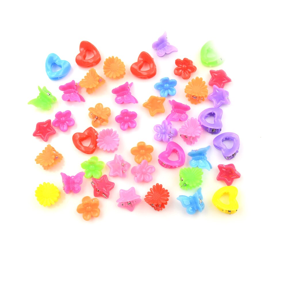 20 Pcs/Lot Solid Color Cartoon Shape Mini Small Hair Clips Girls' Hair Claw Jaw Toddlers' Side Hairpin Accessories Whosesale