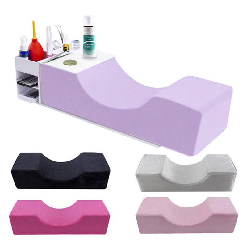 Almohada de espuma viscoelástica para el cuello, cojín suave para Injerto de pestañas, extensión de pestañas con bolsillo, salón de maquillaje