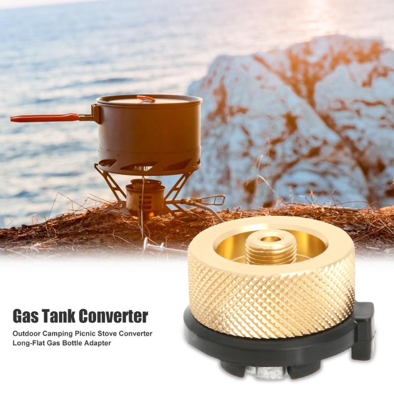Cabezal de conversión de conector de autoapagado para acampada o escalada, adaptador de cilindro de botella de Gas de aleación de aluminio, conversor de horno