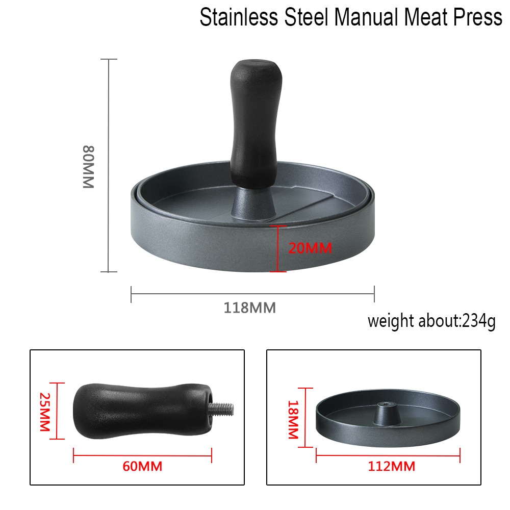 Xyj rund form hamburgerpress matte-kvalitet aluminiumslegering hamburger kjøtt biff grille burger trykk patty maker form form