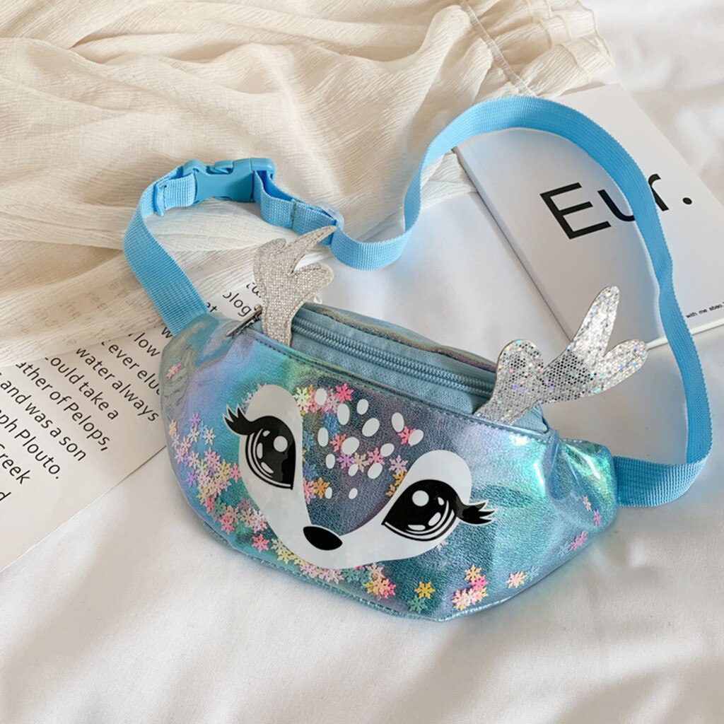 20# Kids Children Girls Cute Cartoon Messenger Crossbody Bag Waist Bag Chest Bags Ladies Hand Bags Bolsos De Paja Verano: Blue