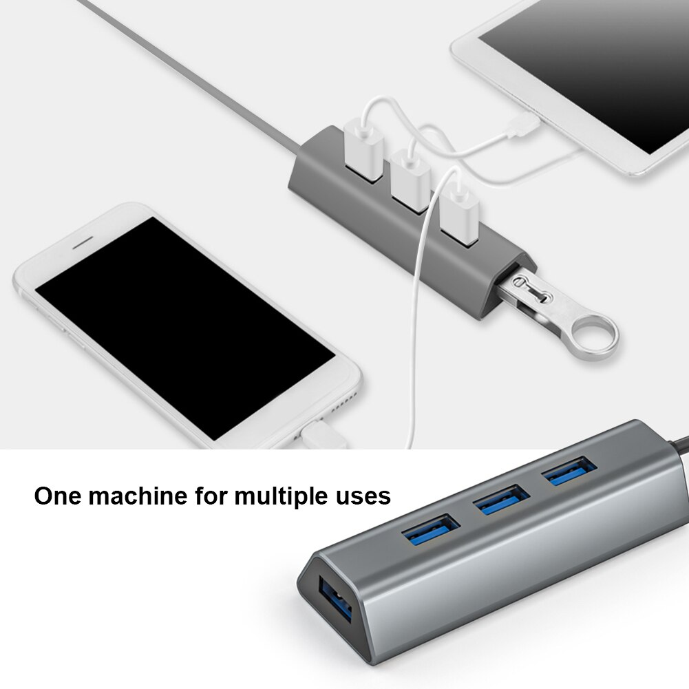 4 Port USB 3.0 Hub with Power Port for PC Printer Flash Drive Portable HDD SSD Notebook Smartphone Expansion Converter