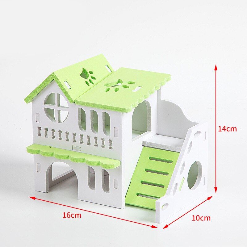 Niche de Hamster de luxe, maison de couchage, écureuil hérisson Chinchilla cochon d&#39;inde maison de jeu bricolage petits animaux Cage produits: green-3