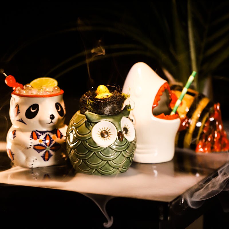 Copa de vino Tiki de Bar, vaso de cóctel Hawaiano con personalidad, creativa, Animal de cerámica, vasos para beber,