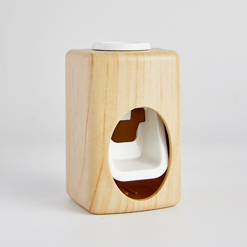 Wall Mount Wood Grain Automatic Toothpaste Squeezer Punch-free Toothbrush Rack Lazy Toothpaste Squeeze Artifact: b