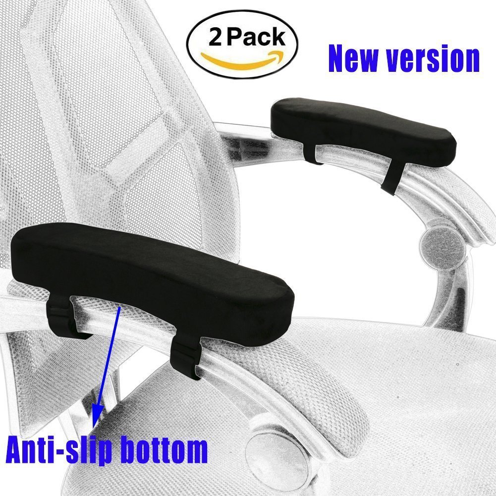 XPEX 2 Pièces Coussin De Coude Chaise Bureau, Mousse À Mémoire Protège Accoudoirs, Repose Coude, Accoudoirs Souple Oreiller Pour Les Coudes Et Les Avant-Bras Soulagement(Noir