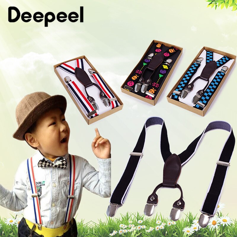 Deepeel 1pc 2*80cm Kids Elastic Suspenders Polyester Adjustable Clip-On Braces Suspender Child Jockstrap Costume Decoration