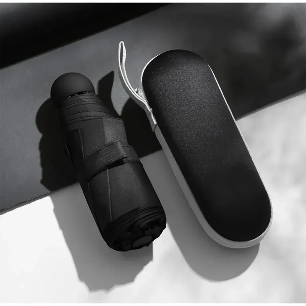 Sombrilla de viaje, paraguas compacto ultraligero, Mini paraguas plegable portátil impermeable, paraguas para hombres y mujeres: Plata
