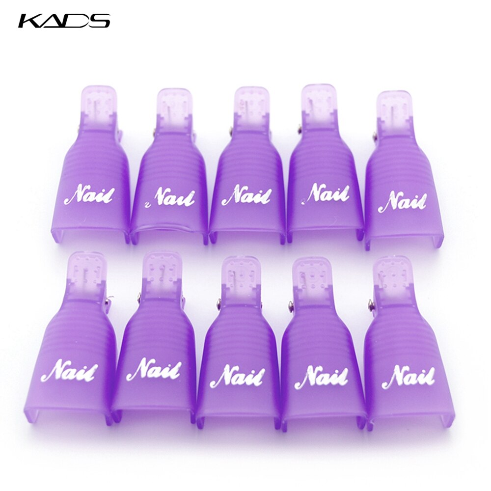 Kads 10 stuks/pak plastic nagelgereedschap acryl nagelkunst afweekmiddel uv gel nagellakremover wrap clip kap nagels voor nagelproduct