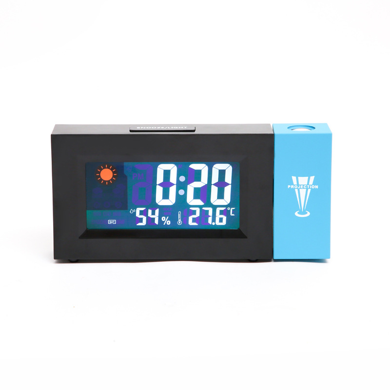 Digital Weather Clock Weather Station LED Screen Forecast Projection Clock Temperature Humidity Clock Rotating Alarm Clock: 1