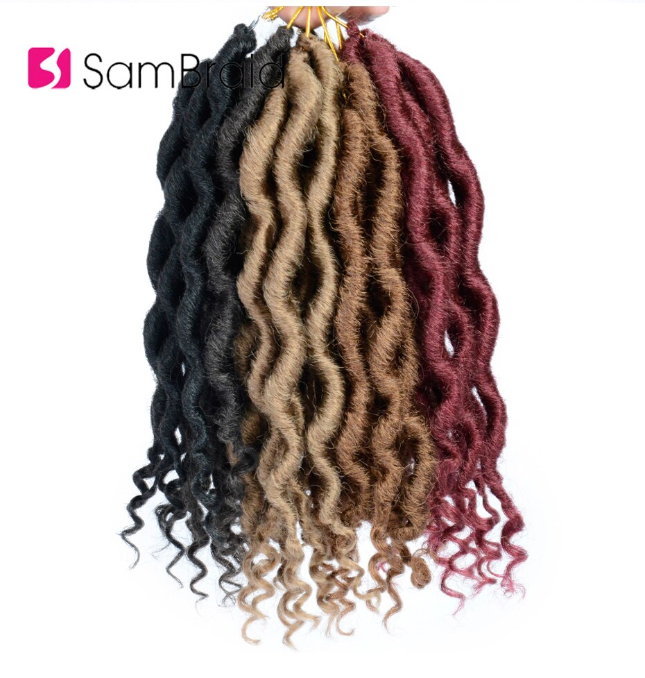 SAMBRAID Goddness Faux Locs Curly Crochet Hair Extensions 12 Inch 100G/pack Synthetic Twist Hair Soft Lock Braids For Women