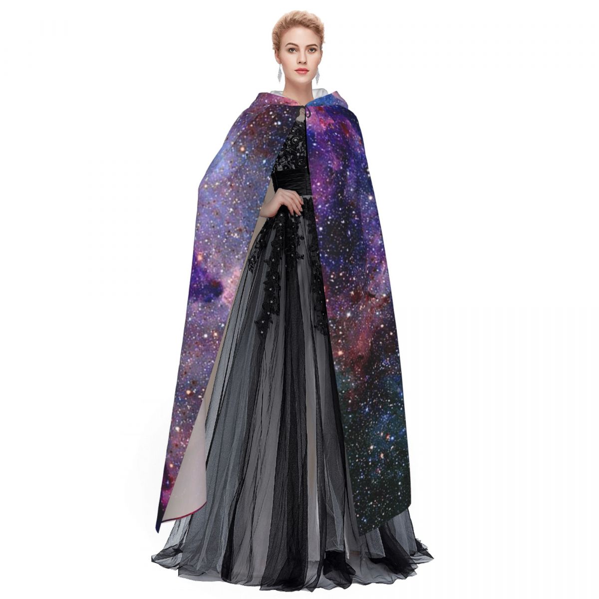 Planeta terra longo capa com capuz bruxa traje medieval cosplay capa halloween vampiro adulto unisex
