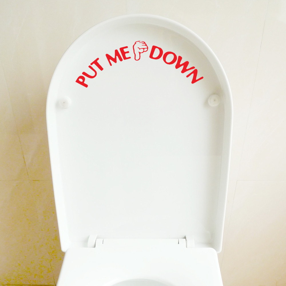 Gestus håndoverførsel sjovt badeværelse toilet sæde væg klistermærke tegn for sæt mig ned: Rød