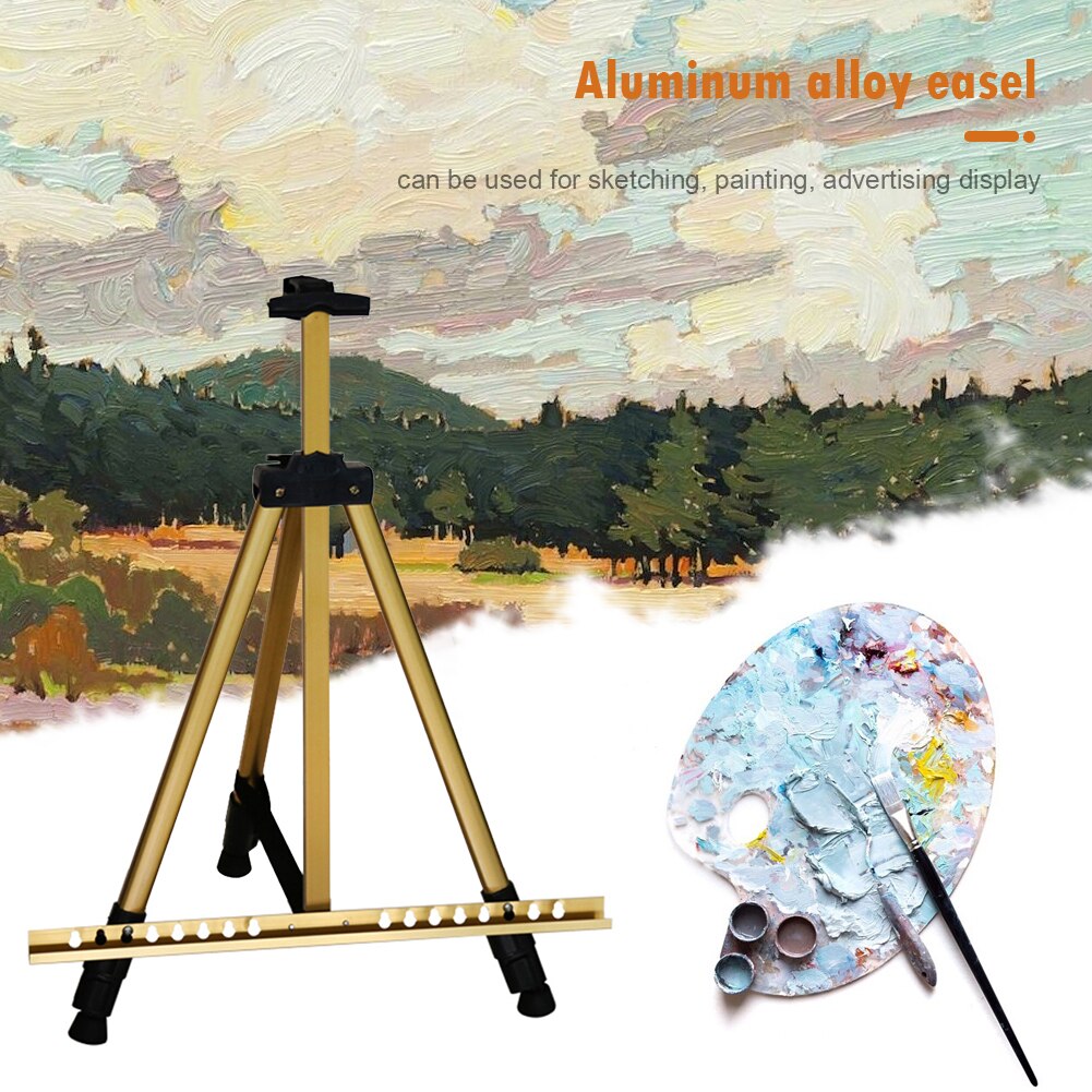 63in Portable Metal Easel Adjustable Sketch Painting Drawing Stand Aluminum Alloy Travel Triangle Easel For Artist Art Supplies
