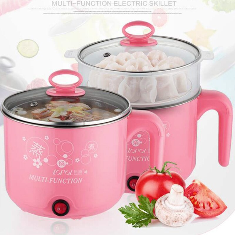 Electric NonStick Pan 2 Layers Kitchen Appliance Cooking Equipment Steamer Pot Portable Water Heaters Mini Cooker 1.8L