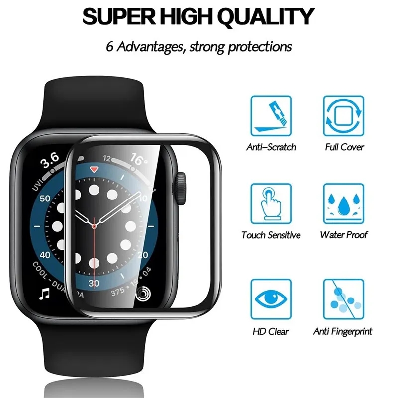 Skärmskydd för apple watch series 7 8 45mm tillbehör 38mm glas 9d hd full film iwatch 41mm 6 5 3 se 44mm 40mm 42mm