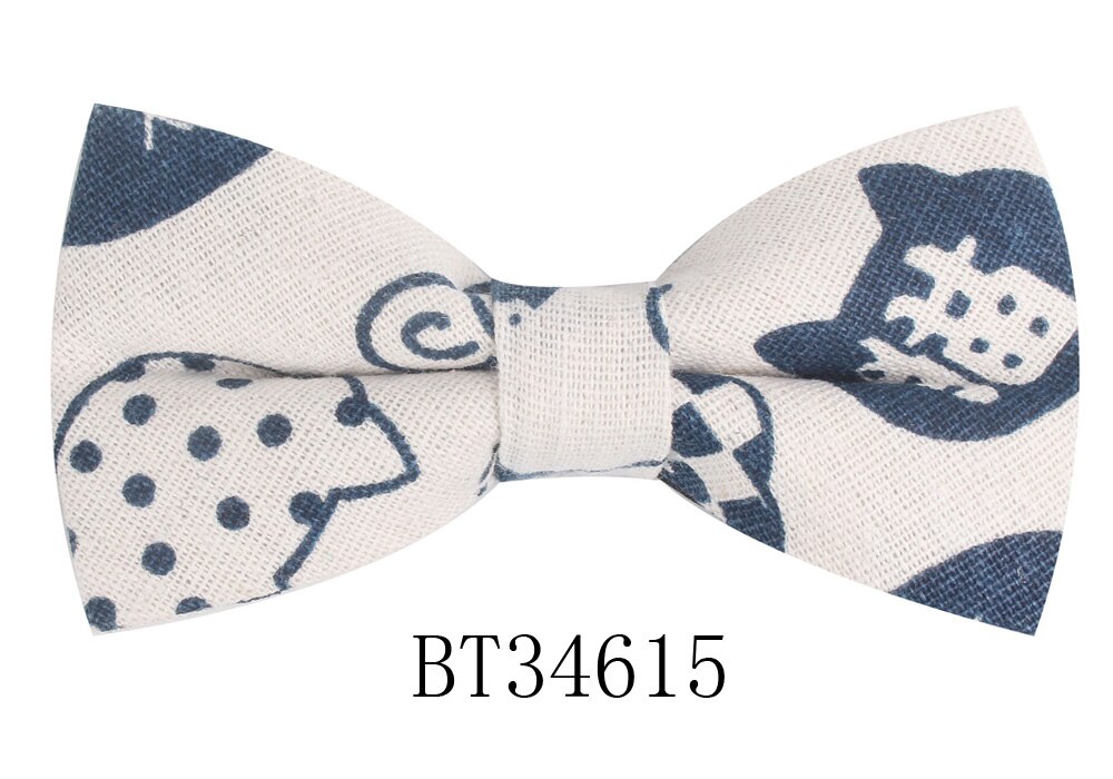 Pajarita Casual de lino y algodón para hombres y mujeres, pajarita con estampado de dibujos animados para adultos, pajaritas, pajaritas para boda: BT34615