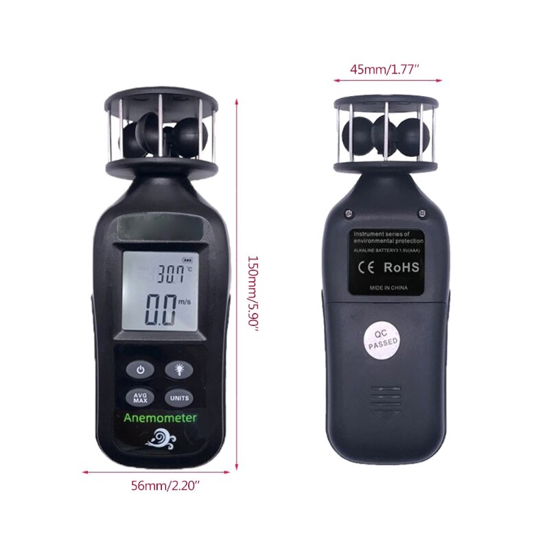 Outdoor Anemometer Digital Thermometer Wind Speed Gauge Wind Direction Indicator