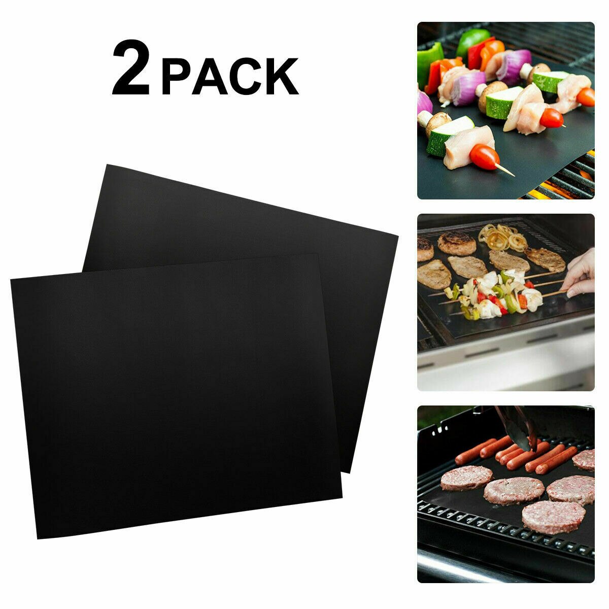 2Pcs Bbq Grill Mat/Sheet Slip Herbruikbare Non-stick Barbecue Bakken Vlees Hittebestendig Barbecue mat