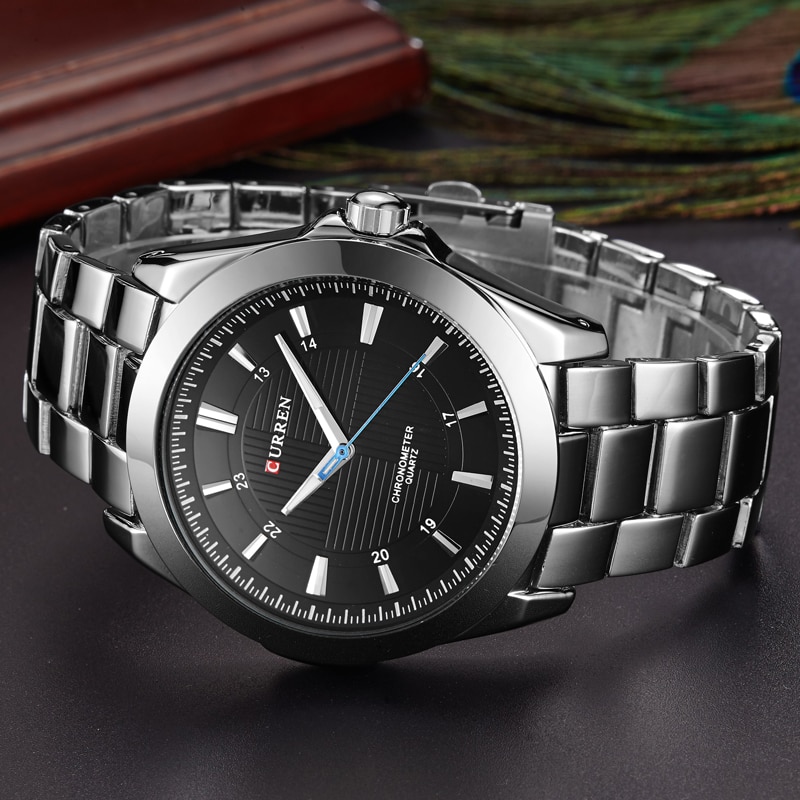 Curren wijzerplaat horloges klassieke zakelijke volledige stalen band polshorloge waterdicht quartz herenhorloge relogio masculino