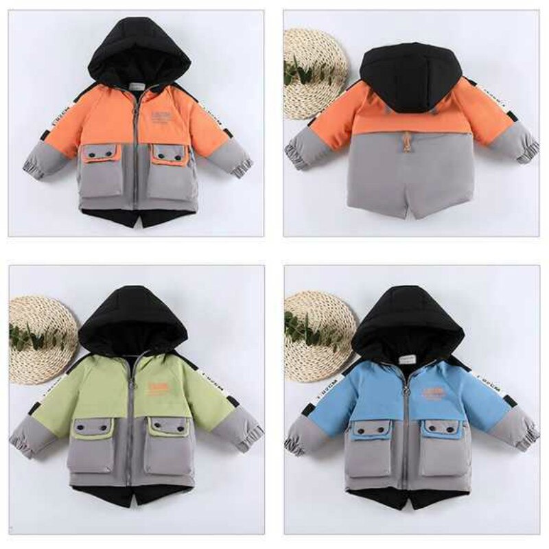 Jongens Winterjas Warme Jas Kleding Dikke Parka Kinderen Winter Jassen Kids Brief Afdrukken Bovenkleding Voor 2-8years