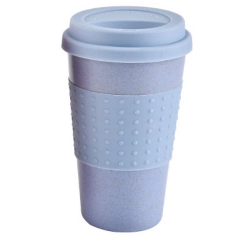 3 farver 300ml miljøvenlige bærbare kaffe te krus rejsekrus med låg: Blå