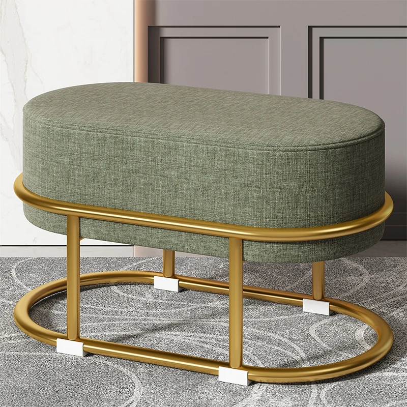 Nordic Metal Step Stool Modern Living Room Decorative Makeup Rectangle Bathroom Foot Stool Pedicure Tabouret Patio chair: LIGHT GRAY
