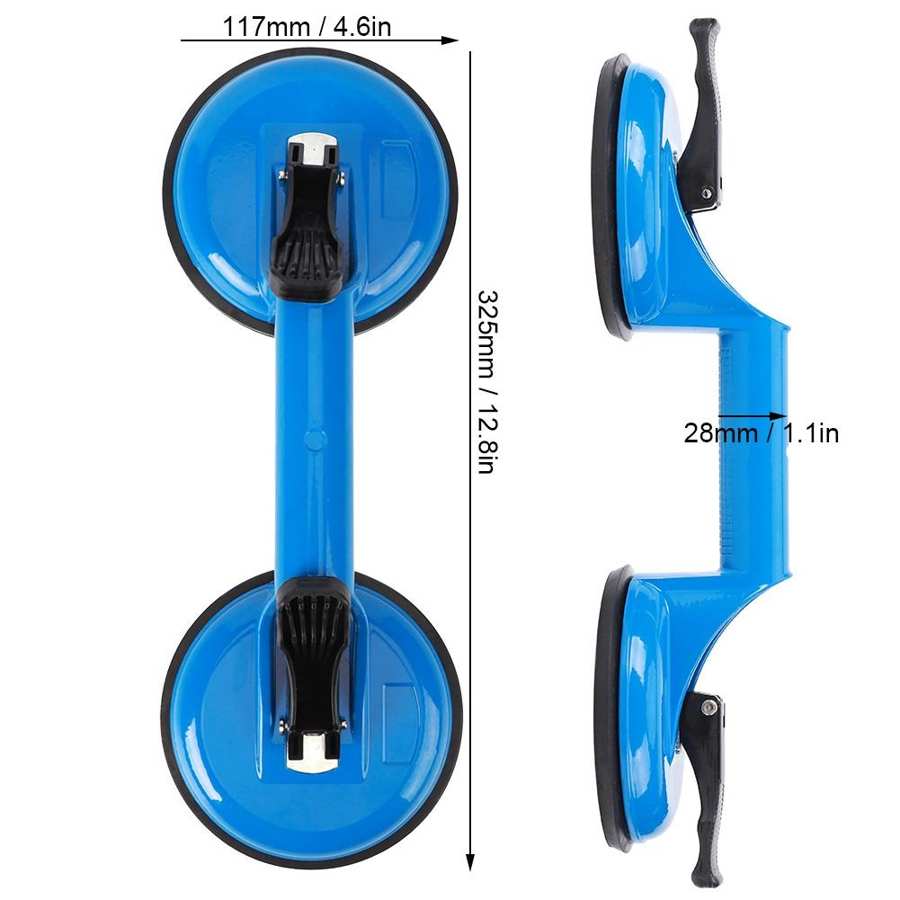 Glass Suction Cup Repairing Tool Aluminum Alloy + Rubber Blue 2 Claw for Glass / Wood Board Glass Suction Tool