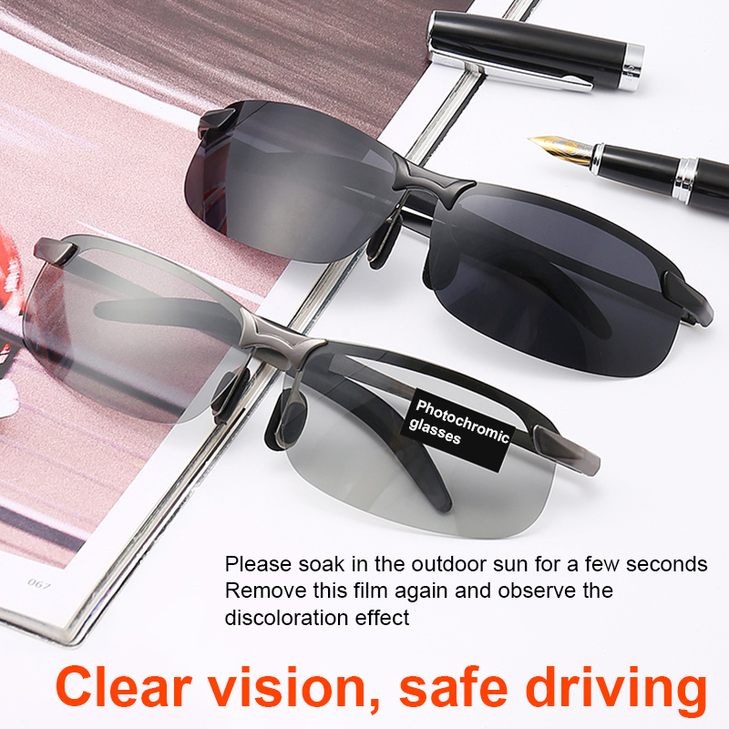 Photochromic Sunglasses Men/Women Polarized Driving Glasses Change Color Anti-Glare Day Night Vision Driving Fishing Sun Glasses
