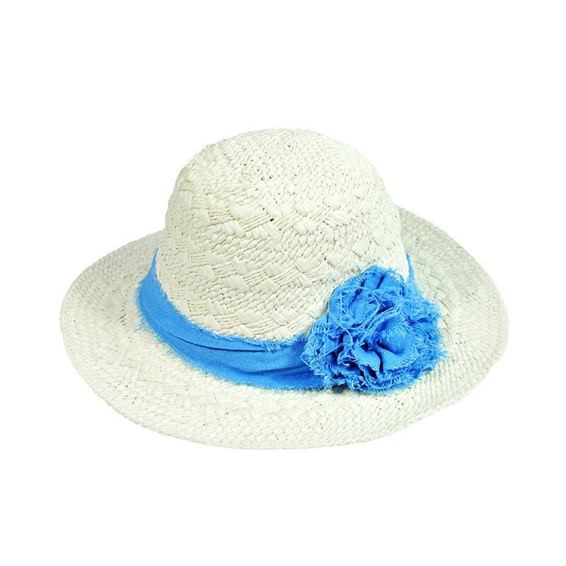 Dames Strooien Hoed Brede Rand Doek Wrap Zon Strand Schild Cap voor Zomer NGD88: Milk white