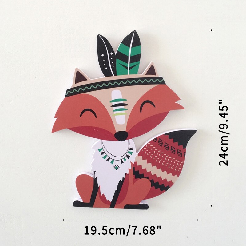 Style nordique enfants chambre ornements dessin animé animaux renard bébé chambre berceau décor enfant dessin animé Animal tête mur décor enfant: 6