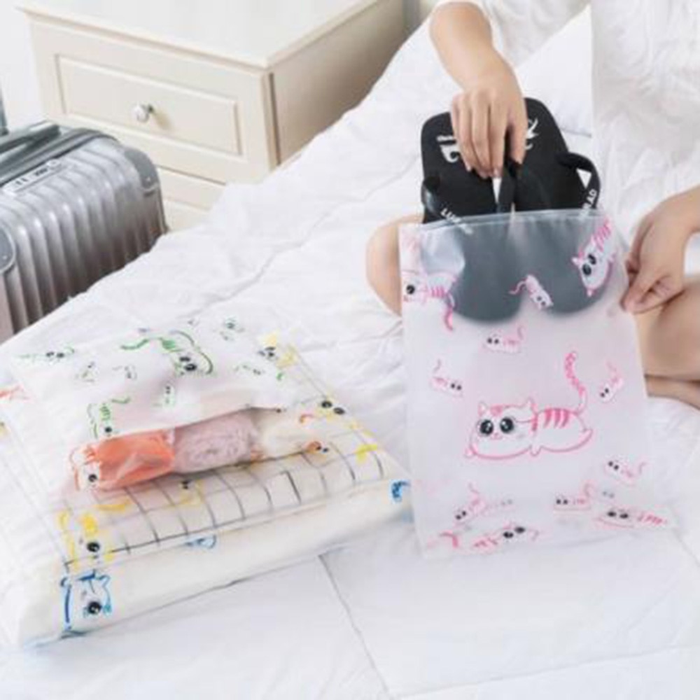 Søt katt reise vanntette klær gjennomsiktig oppbevaringspose liten myntveske reise liten tøyveske reisetilbehør