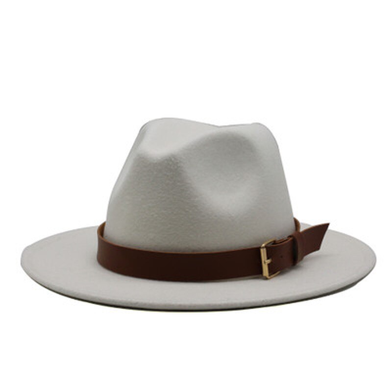 Fedora hoeden voor mannen, effen, formele kleding, kerk, bruiloft, brede rand, vilten hoed, winter, herfst, kaki, beige, riem, gesp, jazzpet voor mannen